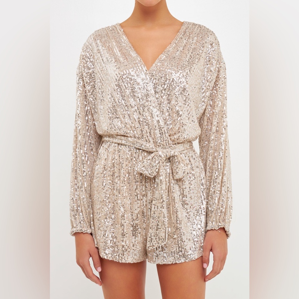 Endless rose long sleeve romper sequins sparkles maximalism special occasion M
